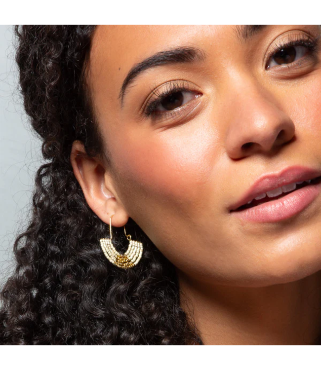 Scout Chromacolor Miyuki U-Hoop Earrings - Cream / Gold