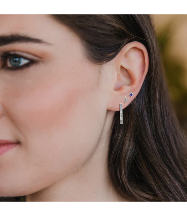 Scout Stud Trio Earring Jacket Set - Lapis / Leaf / Silver