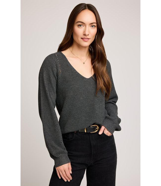 Gentle Fawn Hailey V-Neck Knit Sweater - Charcoal