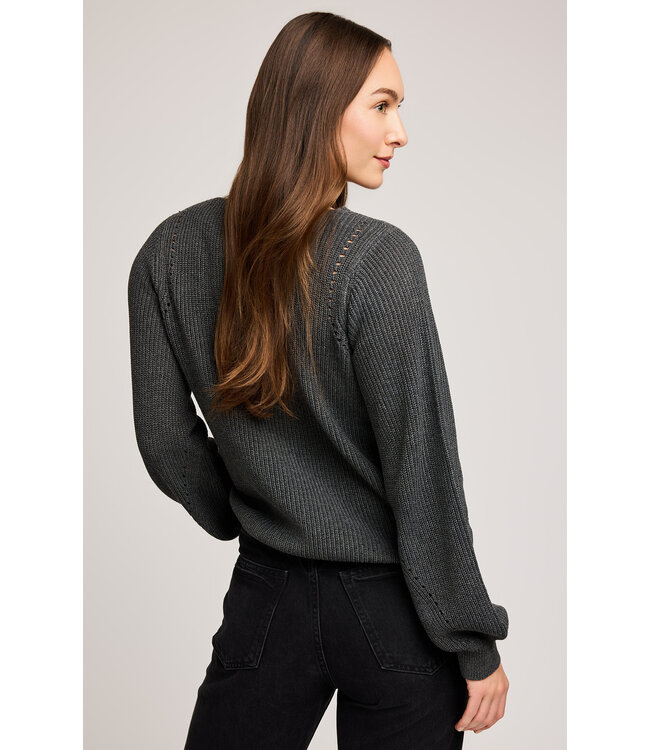 Gentle Fawn Hailey V-Neck Knit Sweater - Charcoal