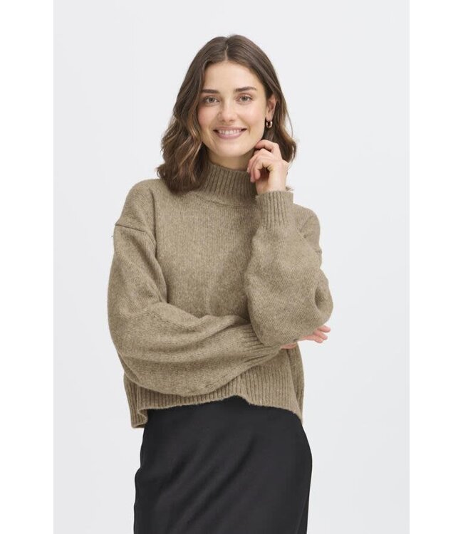 Fransa Crop Mockneck Knit Sweater - Moon Rock
