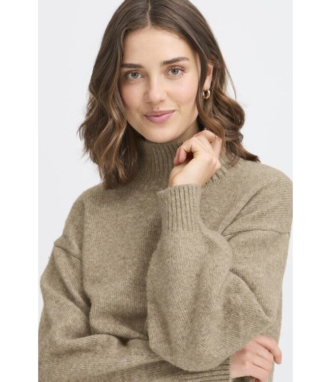 Fransa Crop Mockneck Knit Sweater - Moon Rock