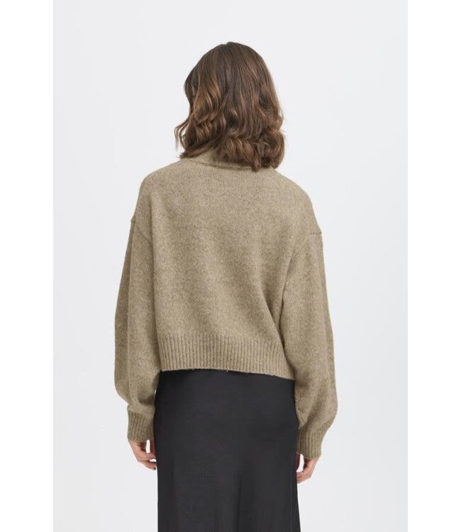 Fransa Crop Mockneck Knit Sweater - Moon Rock