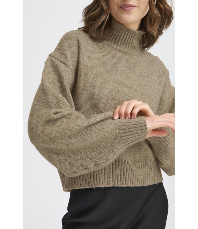 Fransa Crop Mockneck Knit Sweater - Moon Rock