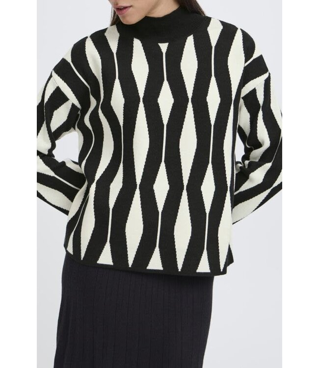 B. Young ByOtari Jacquard Knit Sweater -Black/White