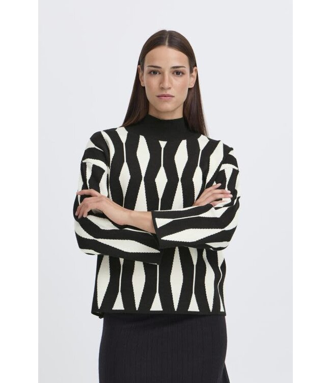 B. Young ByOtari Jacquard Knit Sweater -Black/White