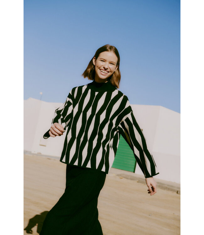 B. Young ByOtari Jacquard Knit Sweater -Black/White