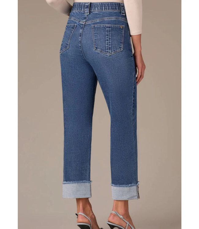 Wit & Wisdom Luxe Touch High Rise Boyfriend w/Fray Cuff - Blue