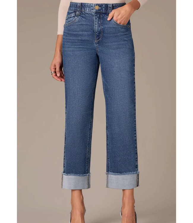 Wit & Wisdom Luxe Touch High Rise Boyfriend w/Fray Cuff - Blue