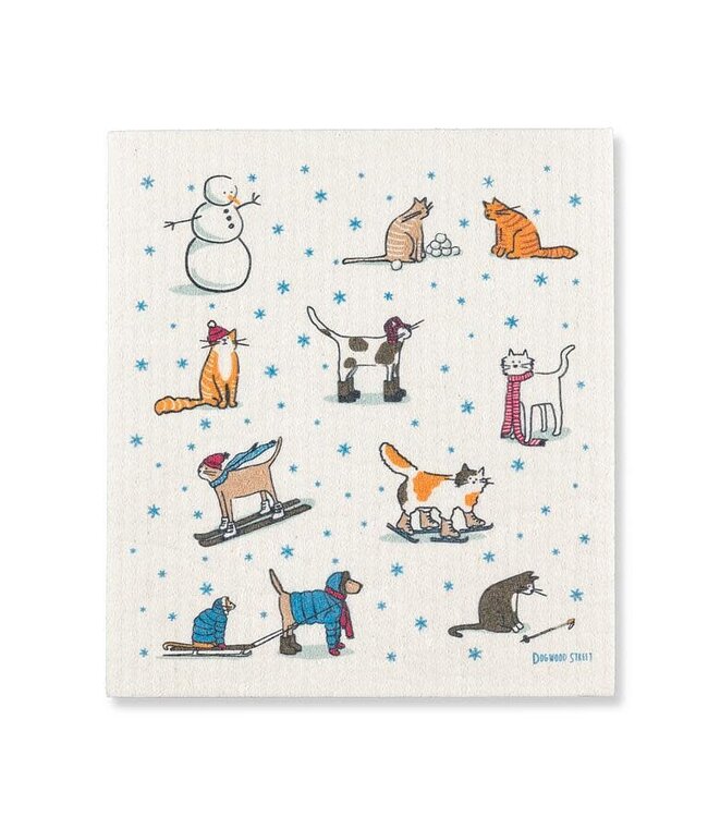 Abbott Dishcloth Single - Winter Cats