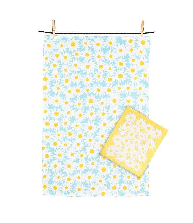 Abbott Tea Towel & Dishcloth Set - Daisies