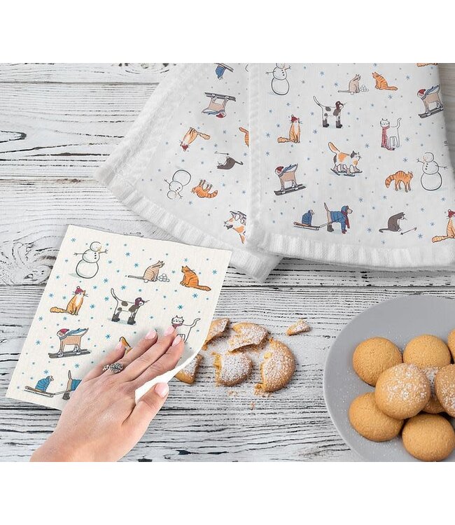 Abbott Winter Cats - Tea Towel