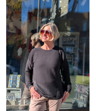 Orientique Ribbed Cotton Top - Black