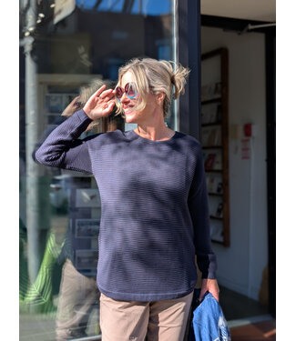 Orientique Ribbed Knit Sweater - Navy