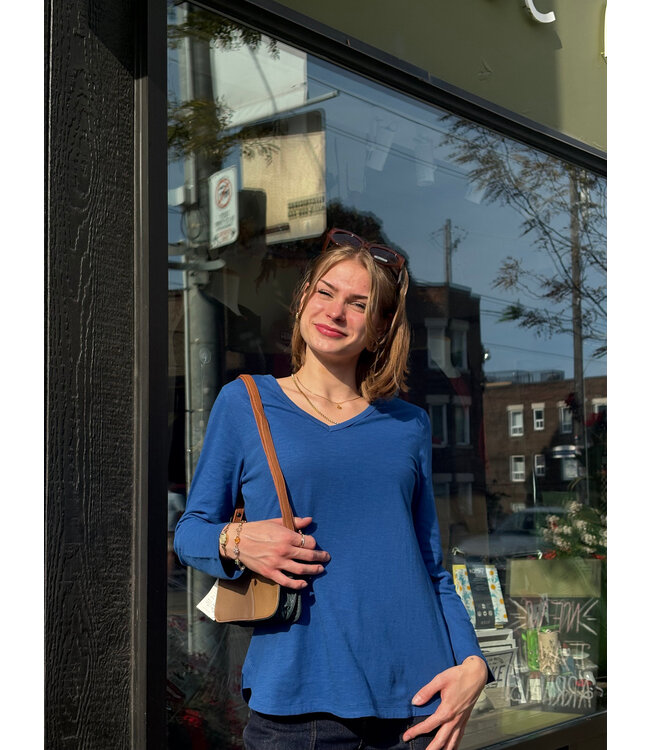 Orientique Essential Cotton V-Neck - Blue