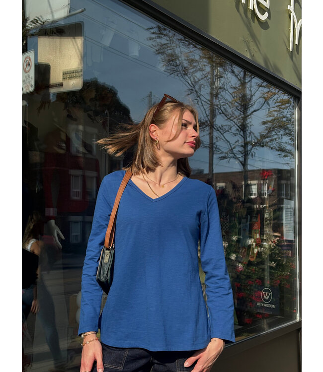 Orientique Essential Cotton V-Neck - Blue