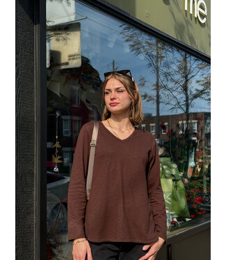 Orientique Essential Organic Cotton V-Neck - Brown