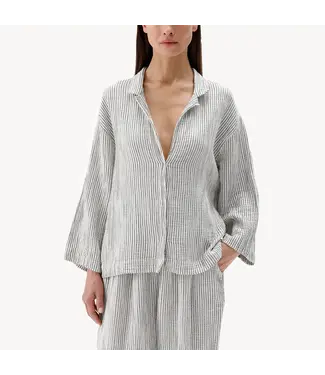 Pokoloko Striped Crinkle Shirt Blouse - OS