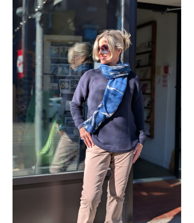 Lightweight Floral Tapestry Scarf - Blu