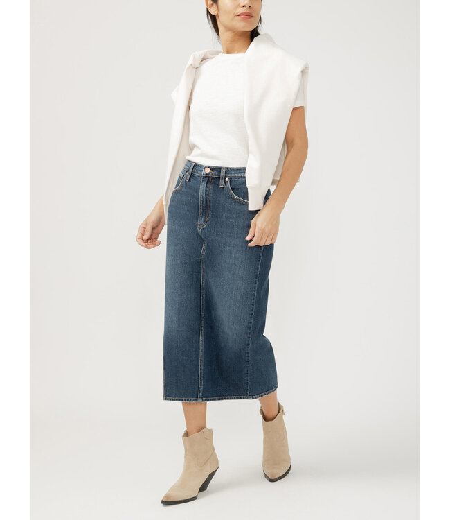 Silver Jeans Midi Demin Skirt High Rise - Dolly