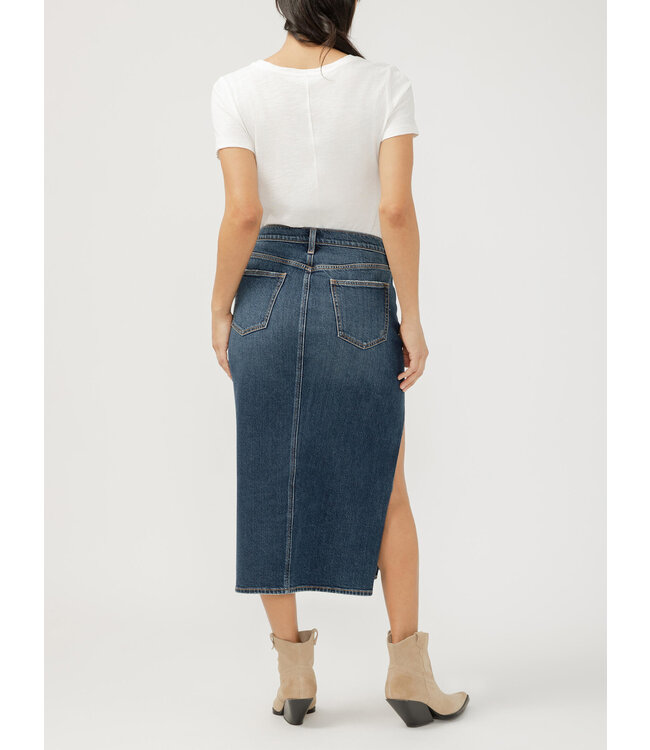 Silver Jeans Midi Demin Skirt High Rise - Dolly