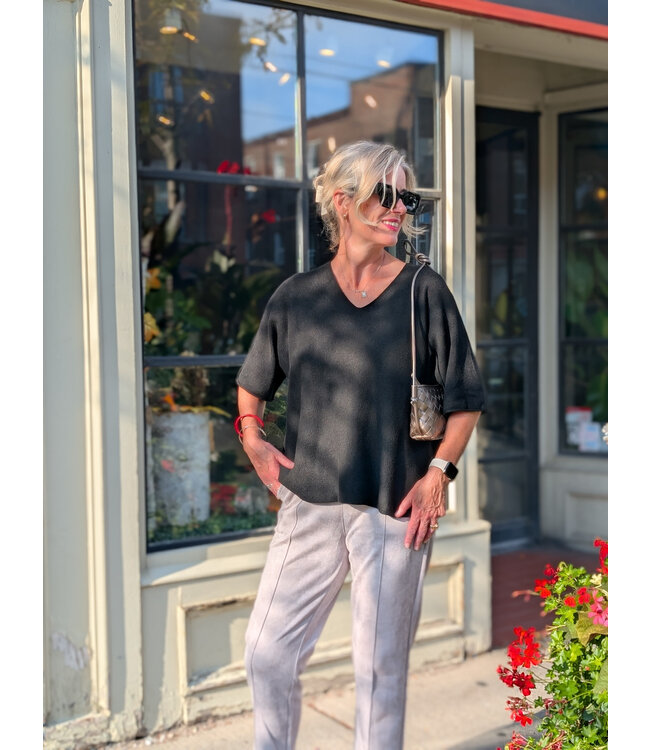 Faux Suede Pull-on Pants - Moon