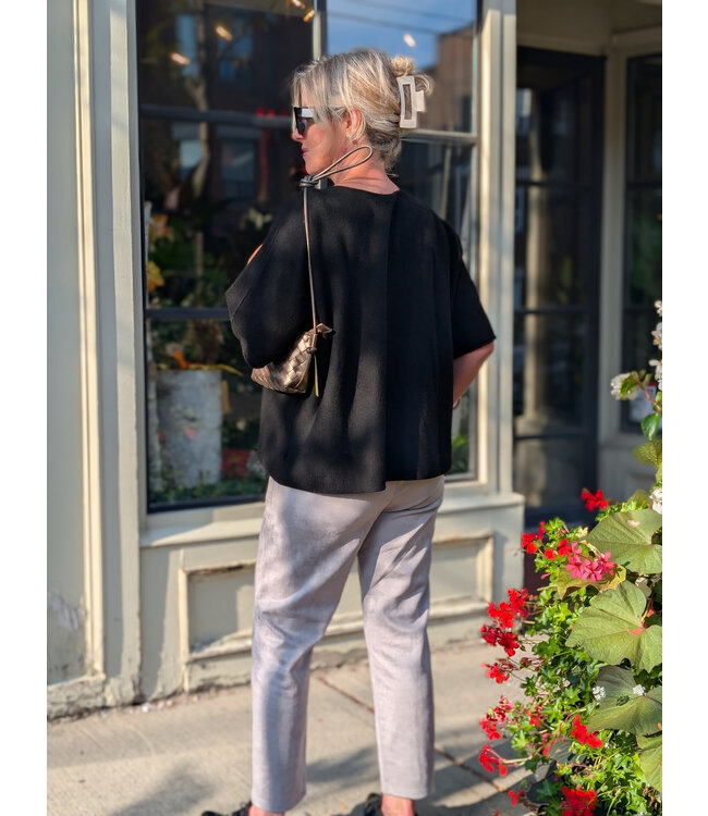 Faux Suede Pull-on Pants - Moon