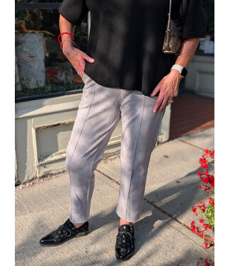 Faux Suede Pull-on Pants - Moon