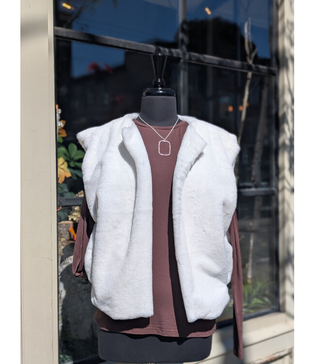 Fur Open Vest - Ivory
