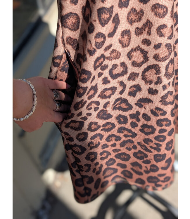 Leopard Print Sleeveless Dress - Camel