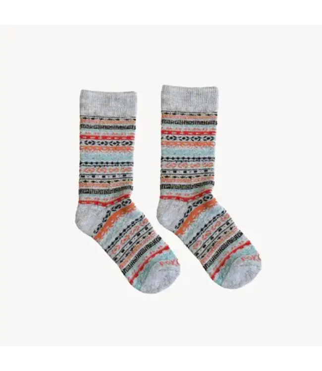 Pokoloko Print Alpaca Crew Socks - Multi Grey