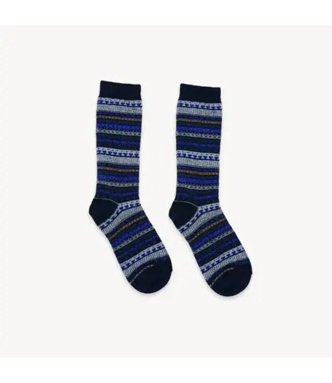 Pokoloko Print Alpaca Crew Socks - Lapis Lazuli