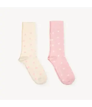 Pokoloko Pima Cotton 2 Pk Socks - Have A Heart (Pink)