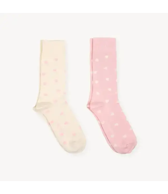 Pokoloko Pima Cotton 2 Pk Socks - Have A Heart (Pink)
