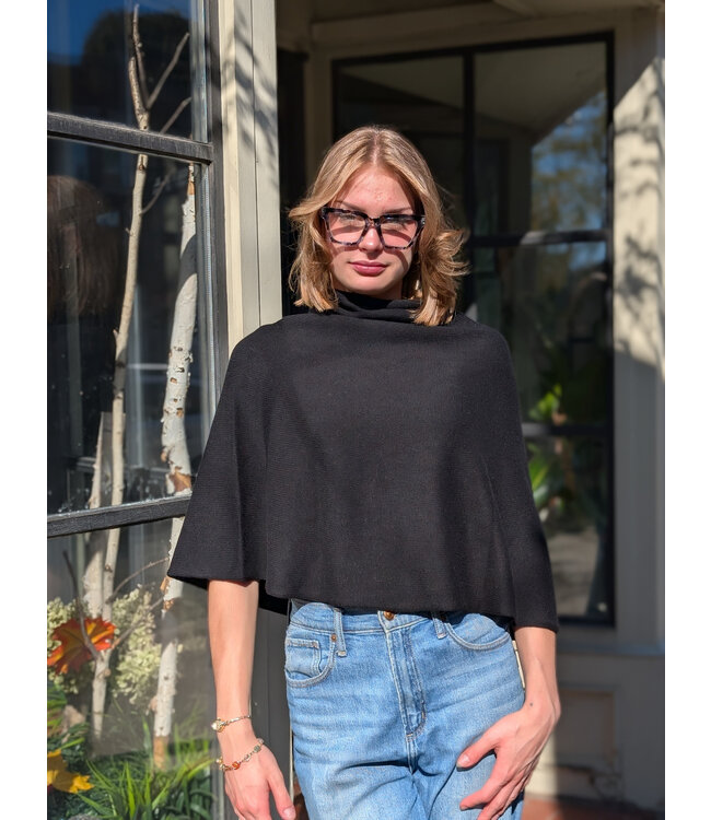 naif Carla Wool Poncho - Black