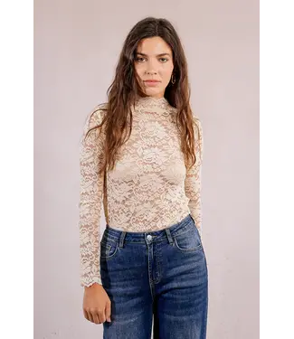 Molly Bracken Lace Mock Neck - Cream