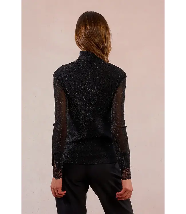 Molly Bracken Turtle Neck Sparkly w/ Lace - Back/Gold