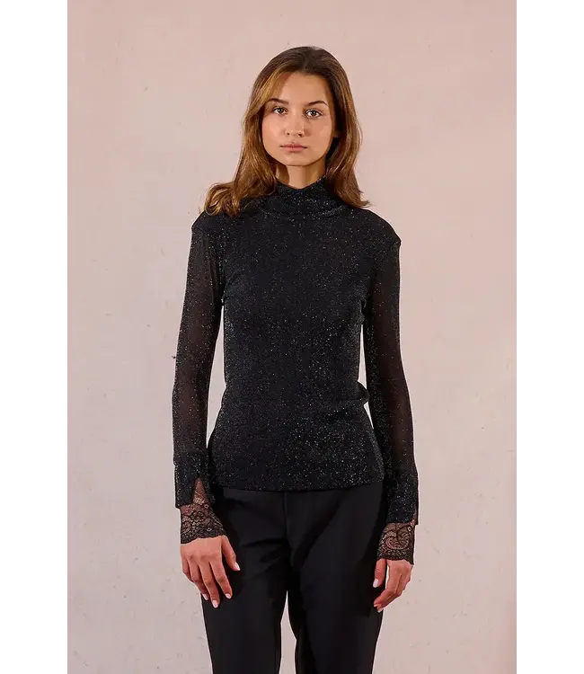 Molly Bracken Turtle Neck Sparkly w/ Lace - Back/Gold