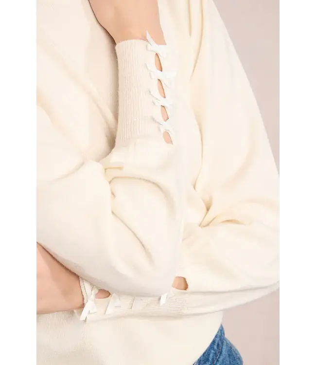Molly Bracken Sweater w/ Bows - Ecru