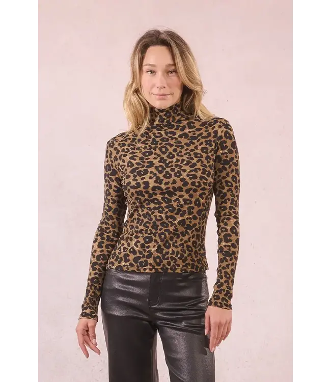 Molly Bracken Turtle Neck Leopard Print - Khaki