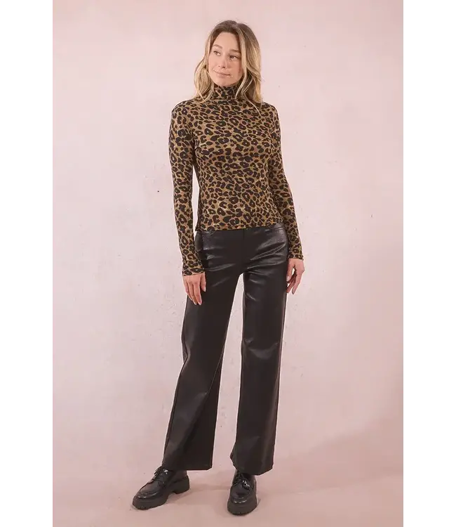 Molly Bracken Turtle Neck Leopard Print - Khaki