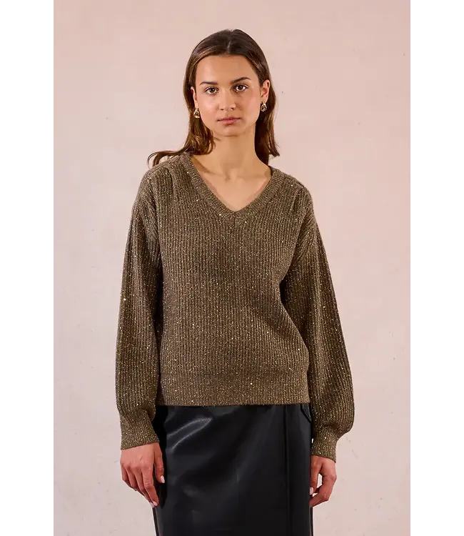 Molly Bracken Sweater w/ Sequins - Khaki