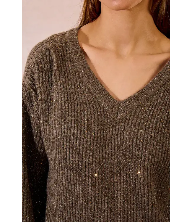 Molly Bracken Sweater w/ Sequins - Khaki
