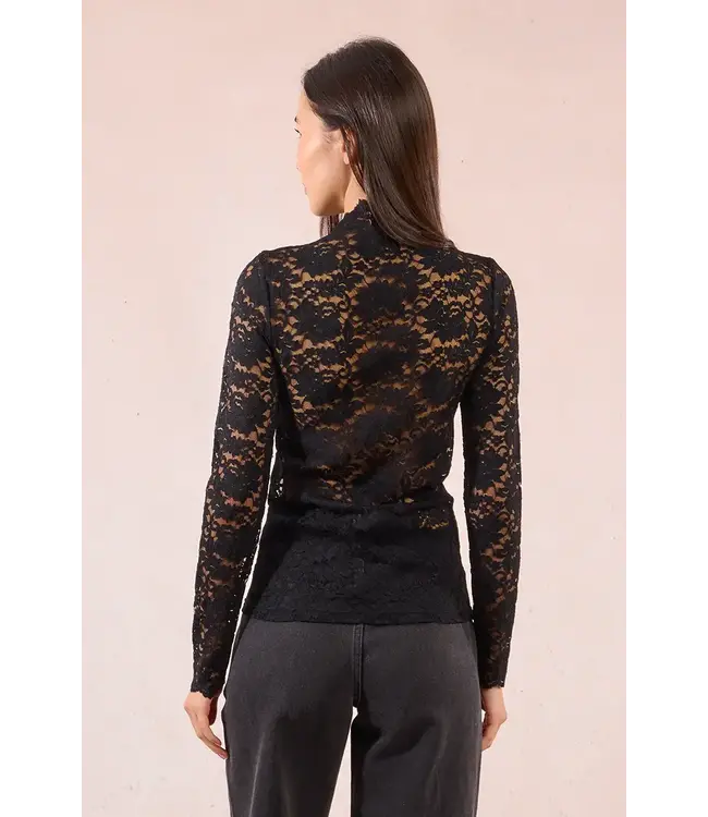 Molly Bracken Lace Mock Neck - Black