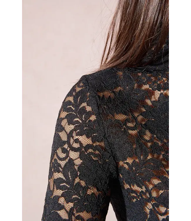 Molly Bracken Lace Mock Neck - Black