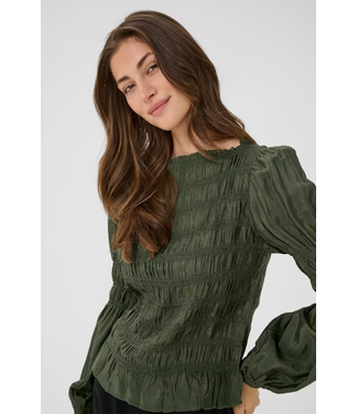 Cream Henva Blouse - Rifle Green