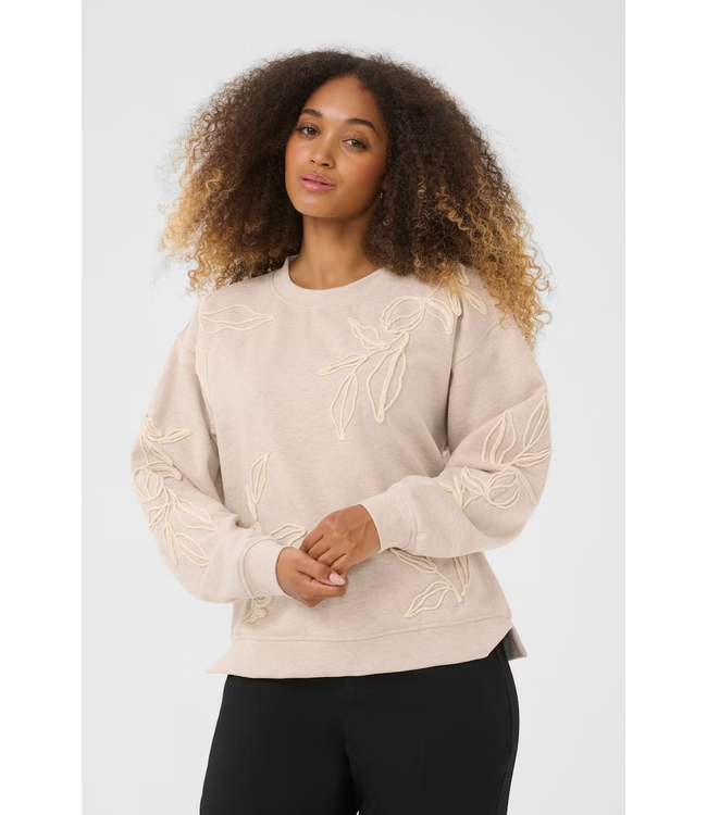 Cream CRLovisa Embroidered Sweater - Oat