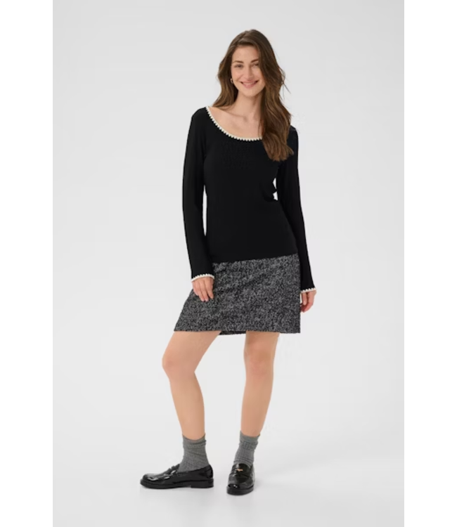 Cream CrRibba Embroidered Long Sleeve - Black