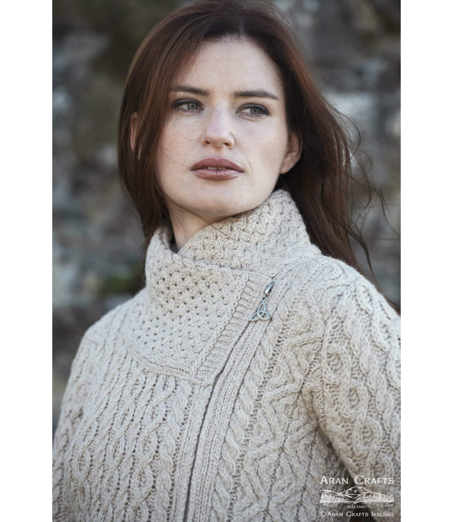 Aran Crafts Asymmetric Zip Jacket - Parsnip