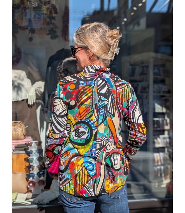 Orientique  Multi Color Cowl Neck Top - Print